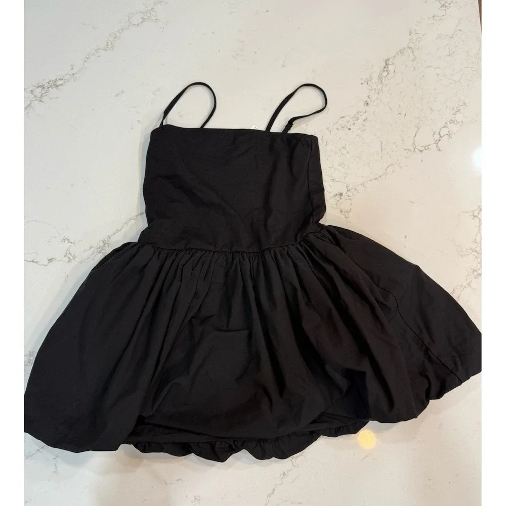 Anthropologie Daily Practice Bubble Twofer Mini Dress Black Medium NWT - Picture 2 of 8
